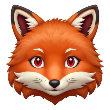 deep lush red fox face with heart shaped eyes, emoji style sticker