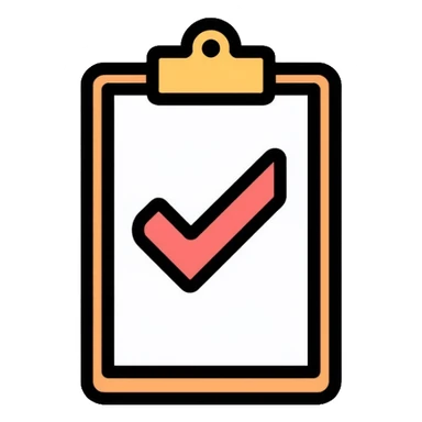 clipboard with checkmark, job finished, completed task sticker