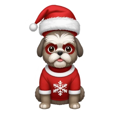 dark grey shih tzu christmas sweater and hat sticker