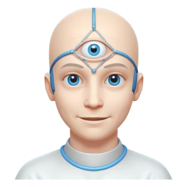 mutant test subject portrait, head and shoulders only, third eye on forehead, pale skin, creepy calm smile, lab experiment style, 3D cartoon, mobile game icon style, clean background, no text, no watermark

 sticker
