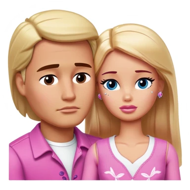 Ken looking sad ￼With tears while Barbie comfort him( sticker