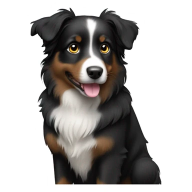 Small black australian shepherd dog no white fur  sticker