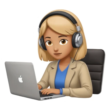 super busy female looking at the laptop and headphones do not disturb sticker