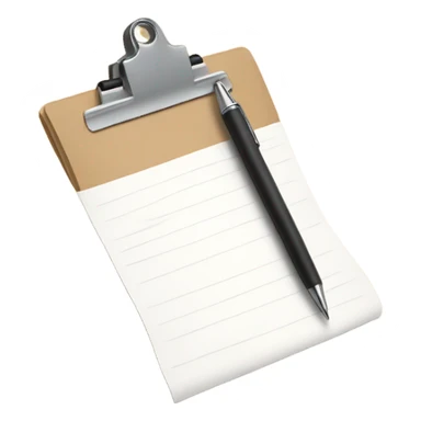 clipboard with white paper and a beige pen  sticker