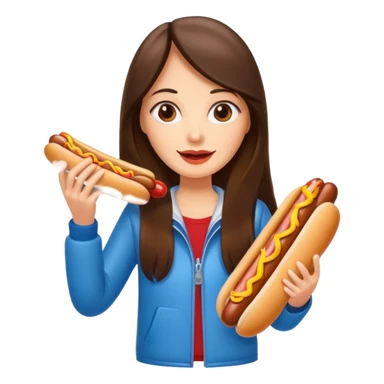 tourist brunette long hair woman holding hot dog sticker
