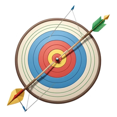A close-up of a bowstring pulled taut with an arrow aimed at a target. The target's concentric rings are visible in the background, highlighting the focus and precision required for archery. The scene captures the grace and concentration of the sport. sticker