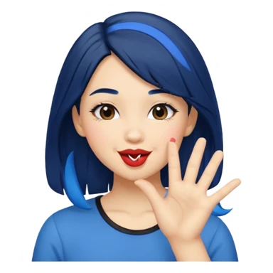 A human girl with blue black hair blowing kisses sticker