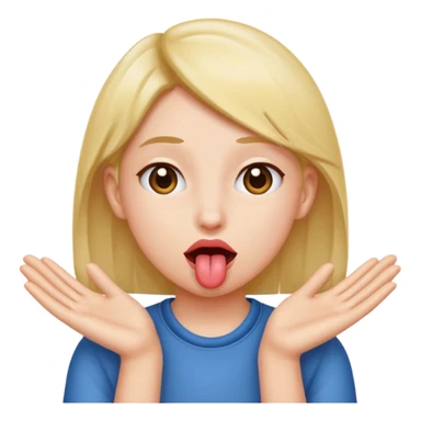 face with tongue out and hands to side of face sticker