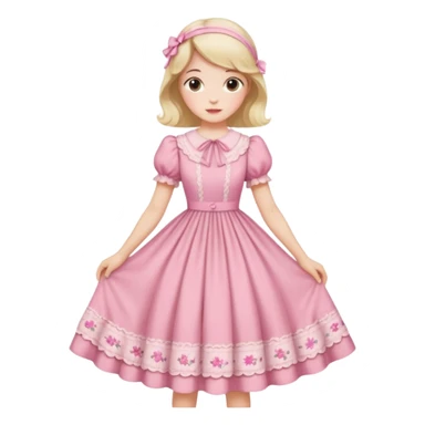 Cottagecore style ultra cute vintage material pink dress sticker