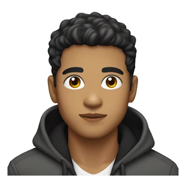 25-year old latino, light-brown skin, with black eyes and short hair, wearing a hoodie under a blazer sticker