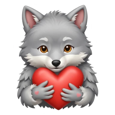 wolf hug heart sticker