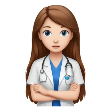 inside a classroom at university that says nursing school on the board with a pretty female nursing student with long brown hair, blue eyes sticker