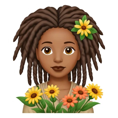 Black woman with locs with flowers sticker