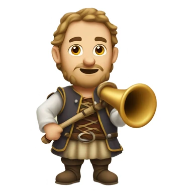medieval caucasian bard with call horn sticker