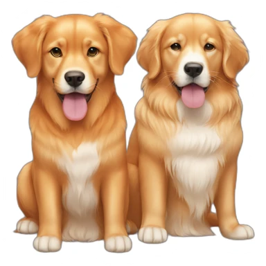 one orange cat and two golden retriever dogs sticker