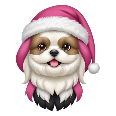 one little all white shih tzu with pink santa hat and one white and black havanese with red santa hat sticker