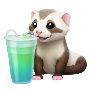 A ferret drinking boba sticker