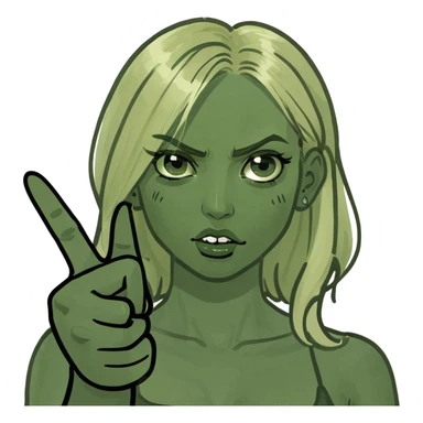 blonde girl showing the middle finger but has this emotion ☺️ sticker