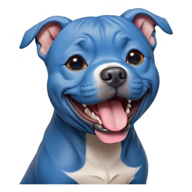 Cinematic Cute Yawning Blue Staffordshire Bull Terrier Portrait Emoji, Head tilted slightly with a dramatic, wide-open yawn, showcasing a smooth blue Fur with a refined texture, floppy ears slightly drooping, round dark eyes barely open in drowsy contentment, Simplified yet irresistibly adorable features, highly detailed, glowing with a soft, cozy glow, high shine, relaxed yet expressive, stylized with a touch of whimsy, bright and endearing, soft glowing outline, capturing the essence of a sleepy yet affectionate guardian, so drowsy it feels like it could stretch right out of the screen and curl up for a nap! sticker