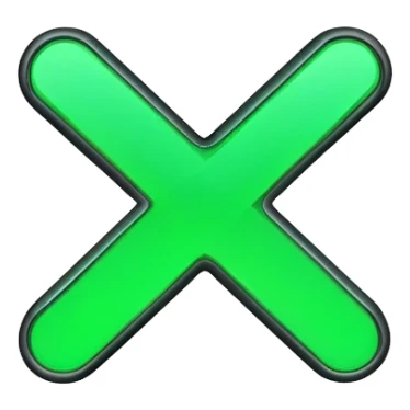 Green X sign with glowing effect sticker