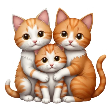 3 kittens cuddling together all different colours, the first one is grey and white, the second is ginger and white and the third is brown tabby and white sticker