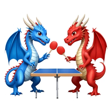 deux dragons qui jouent au ping pong sans la table sticker