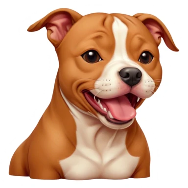 Cinematic Cute Yawning Red/Fawn Staffordshire Bull Terrier Portrait Emoji, Head tilted slightly with a dramatic, wide-open yawn, showcasing a smooth red/fawn Fur with crisp white accents, floppy ears slightly drooping, round dark eyes barely open in drowsy contentment, Simplified yet irresistibly adorable features, highly detailed, glowing with a soft, cozy glow, high shine, relaxed yet expressive, stylized with a touch of whimsy, bright and endearing, soft glowing outline, capturing the essence of a sleepy yet affectionate guardian, so drowsy it feels like it could stretch right out of the screen and curl up for a nap! sticker