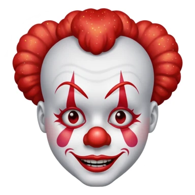 red glitter clown with the sad facial expression sticker