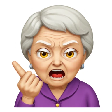 make me an emoji of an angry british granny yelling at a kid for pronouncing a word incorrectly sticker