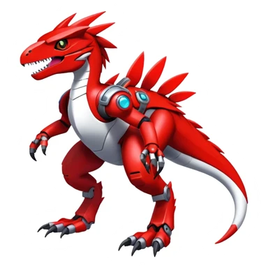 Furry feather-mane Cool Edgy Futuristic shiny colorful Digimon-Fakemon-Guilmon-Velociraptor-Mecha full body   sticker
