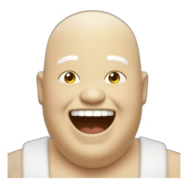 fat white bald guy laughing sticker
