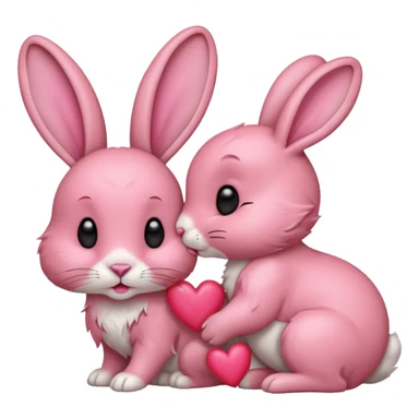 Kissing rabbit, profile, long ears, floating heart in front of mouth sticker