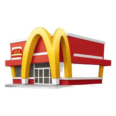 “McDonald’s store with the iconic golden arches, a red and yellow color scheme, and a simple, recognizable design that captures the essence of a fast food restaurant.” sticker