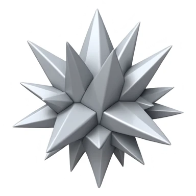 "iOS-style 3D emoji: single irregular jagged spike cluster in light gray and white, sharp edges, subtle glossy reflections, dynamic angles suggesting sudden impact; no circles, no faces, no text, abstract only sticker