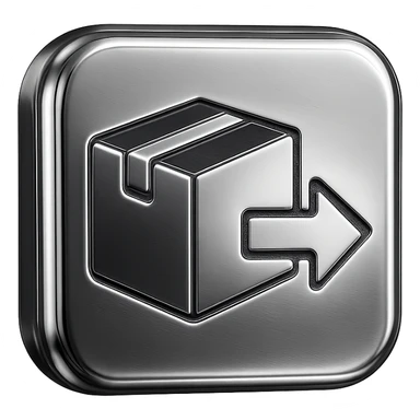 chrome style delivery box, rounded edges, high gloss sticker