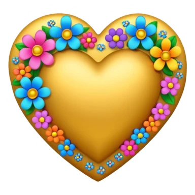 a golden heart studded with flowers sticker
