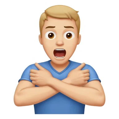 guy holding neck with arms crossed and screaming sticker