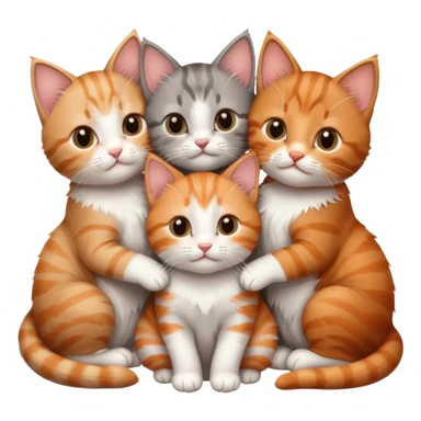 3 kittens cuddling together all different colours, the first one is grey and white, the second is ginger and white and the third is brown tabby and white sticker