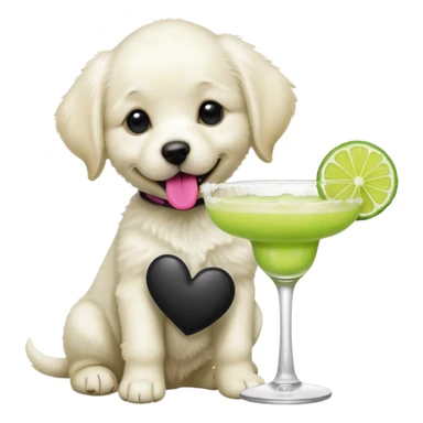 Create a margarita flower next to a white labrador puppy sticker
