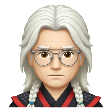 white long hair samurai with glasses sticker