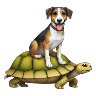 Un Chiens sur une tortue sticker