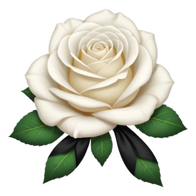 a white rose tied with a black velvet ribbon sticker