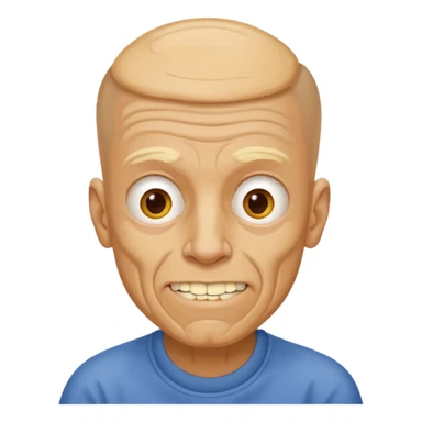 White man, barely any hair, lots and lots of wrinkles, bad yellow teeth, and peanut butter. Cerebral palsy sticker