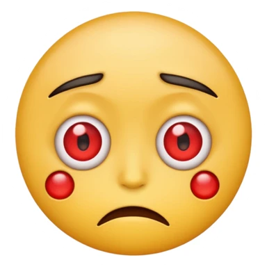 An emoji with red round eyes  with lyi tired face! sticker