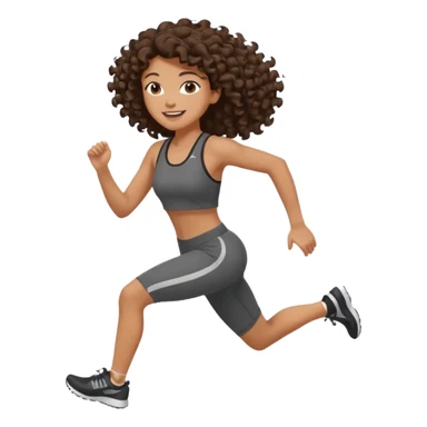 Treino de corrida feminino morena cacheada cabelos cumpridos caindo nas costas sticker