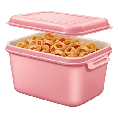 pastel pink food container with tomato pasta inside sticker