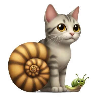 Cat and snail together sticker