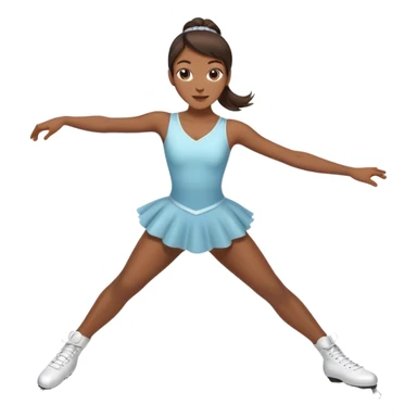 Ice skater with brown skin and brownish blackish hair in a ponytail skating gracefully  sticker
