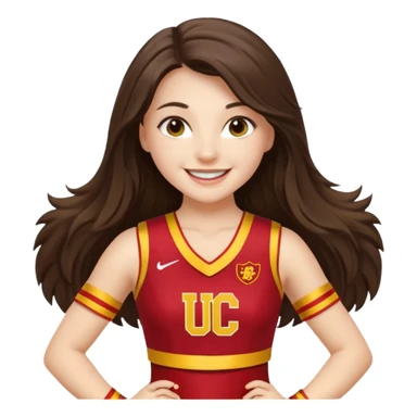 white happy long haired brunette girl in USC cheerleader outfit sticker