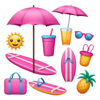A bundle of Summer vacation with pink color sticker